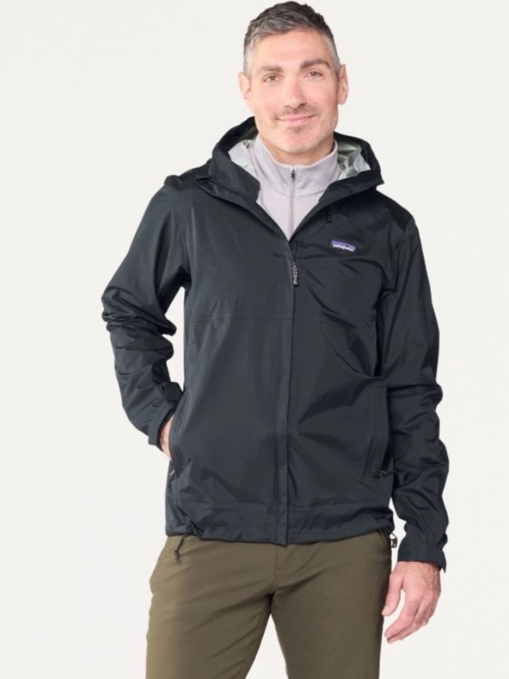 Patagonia Black Hooded Waterproof Rain Jacket